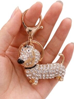 Dachshund Gold Rhinestone Keychain Bling Doxie Wiener Dog Lover Gift NEW
C4